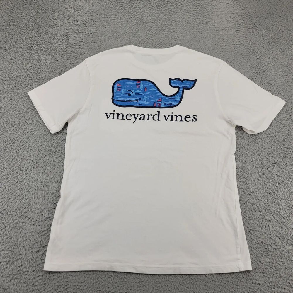 Vineyard Vines White Tee with Blue Whale Logo